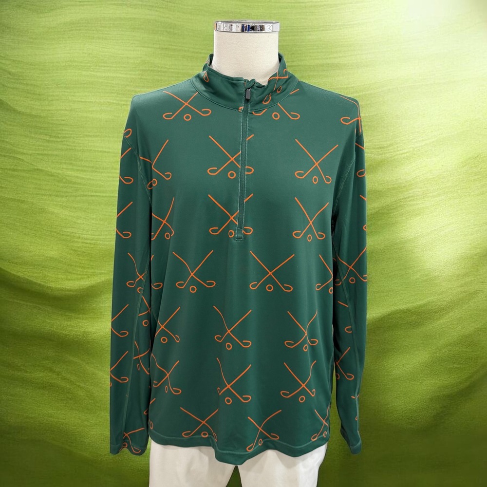 Sosik Green Golf Quarter Zip Pullover Athletic‎ Performance Stretch Mens Large